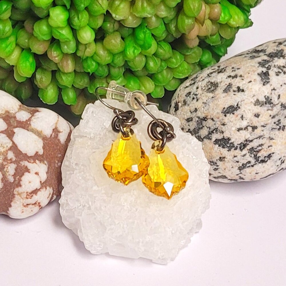 Yellow 1" Drop Fashion Earrings Pierced